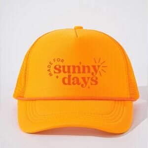 Made for Sunny Days Orange Retro Summer Snapback Mesh Trucker Hat NWOT